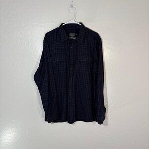 Pendleton Shirt Mens XL Blue Plaid Wool Blend Lined Fitted Button Down Flannel